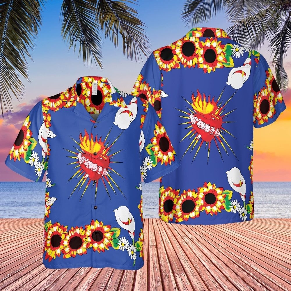 Leonardo DiCaprio Romeo And Juliet 1996 Hawaiian Shirt Sunflower Heart On Fire Aloha Shirt