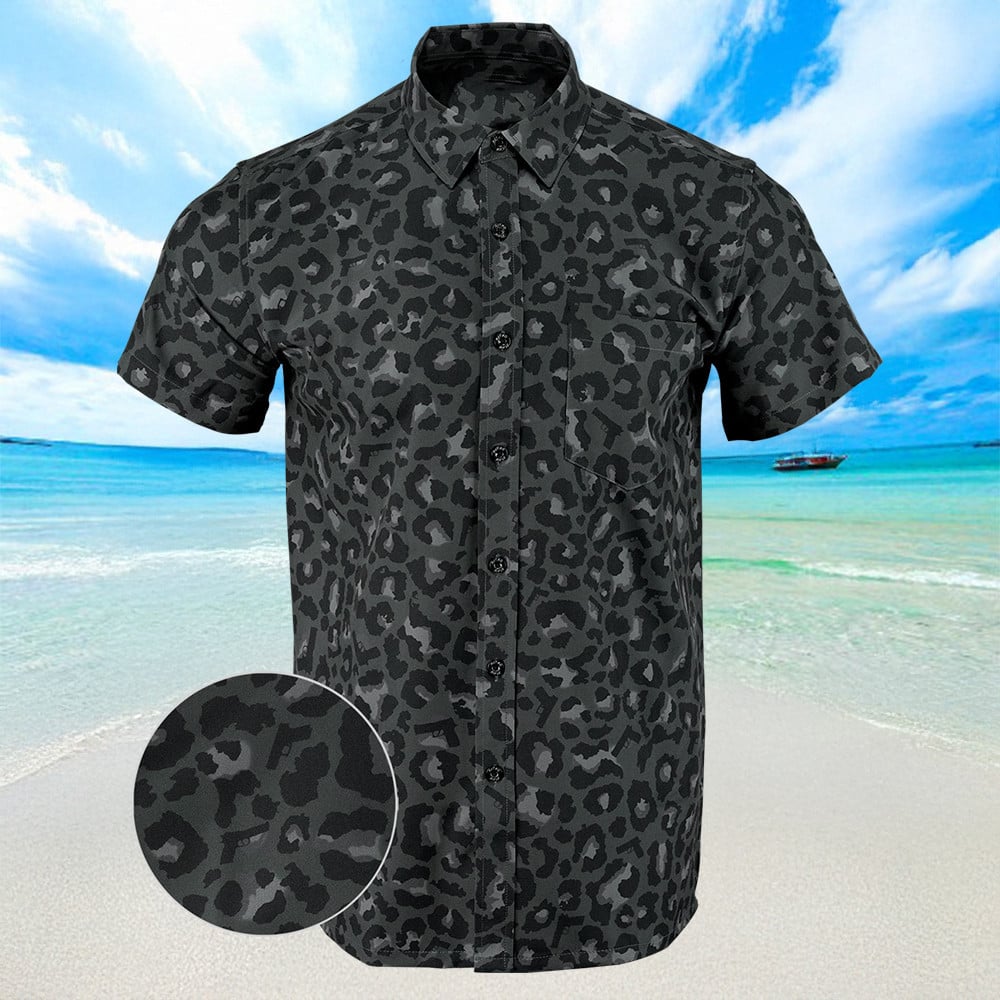 Leopard Black Hawaiian Shirt Short Sleeve Button Up Summer Gifts For Son In Law