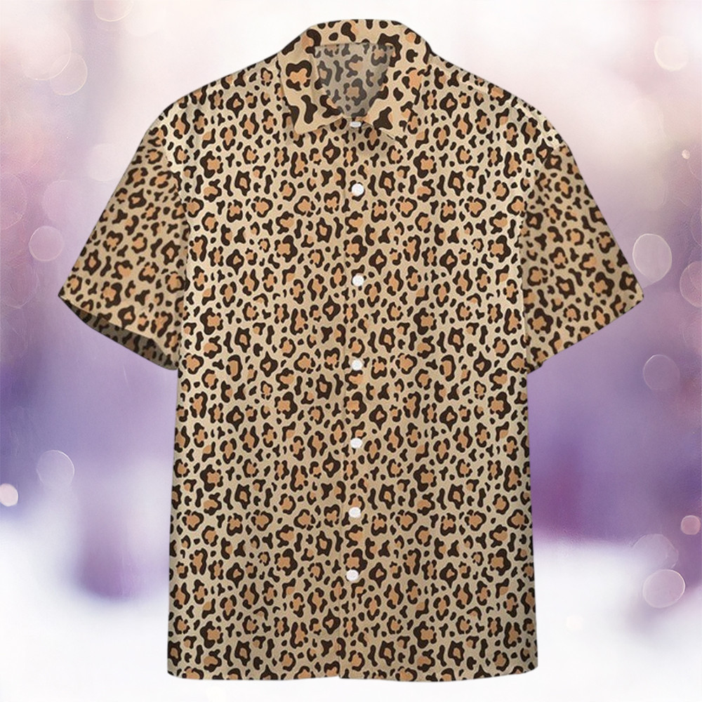 Leopard Skin Hawaiian Shirt Animal Inspired Button Up Shirt Gifts For Wildlife Lovers