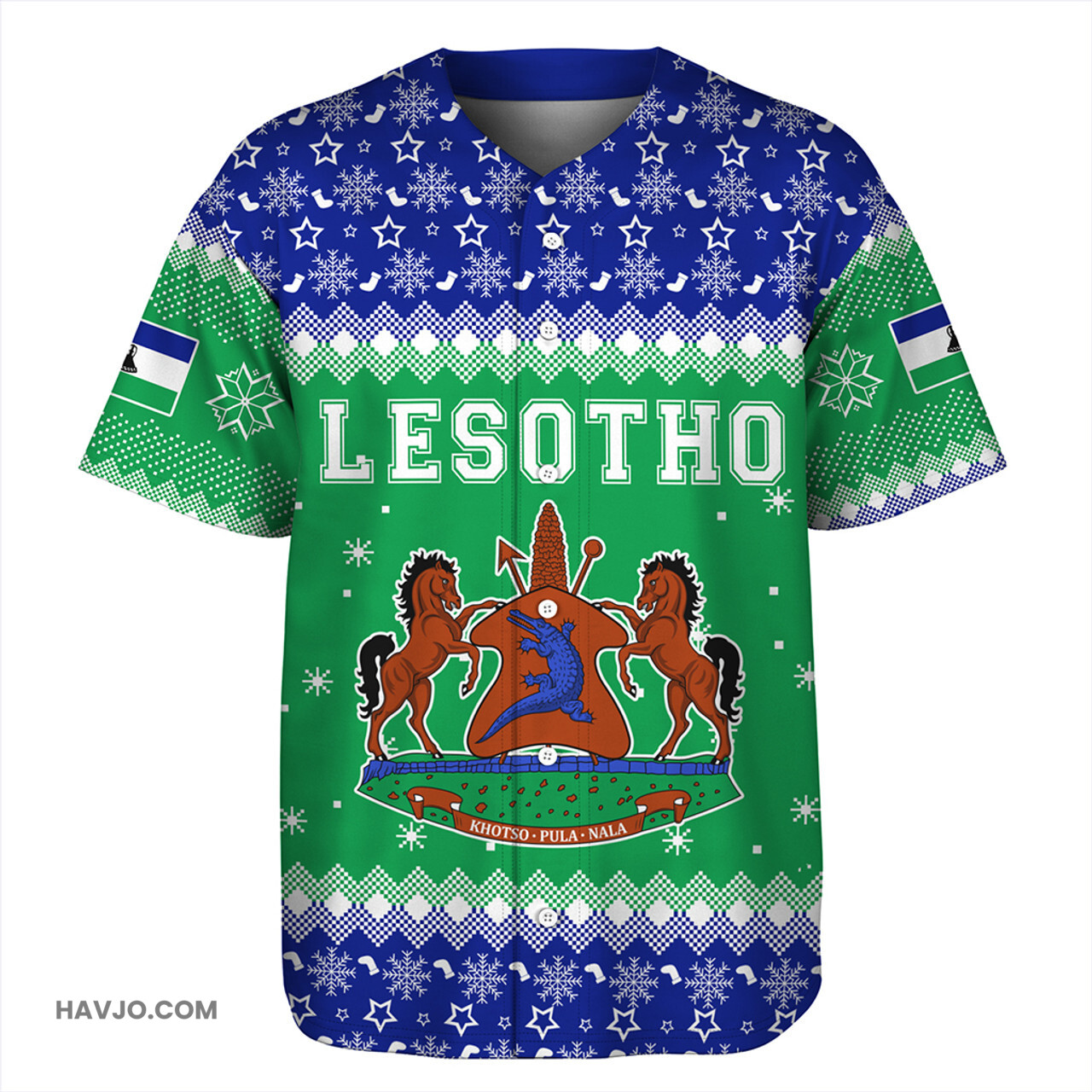 Lesotho Christmas Coat of Arms Baseball Jersey