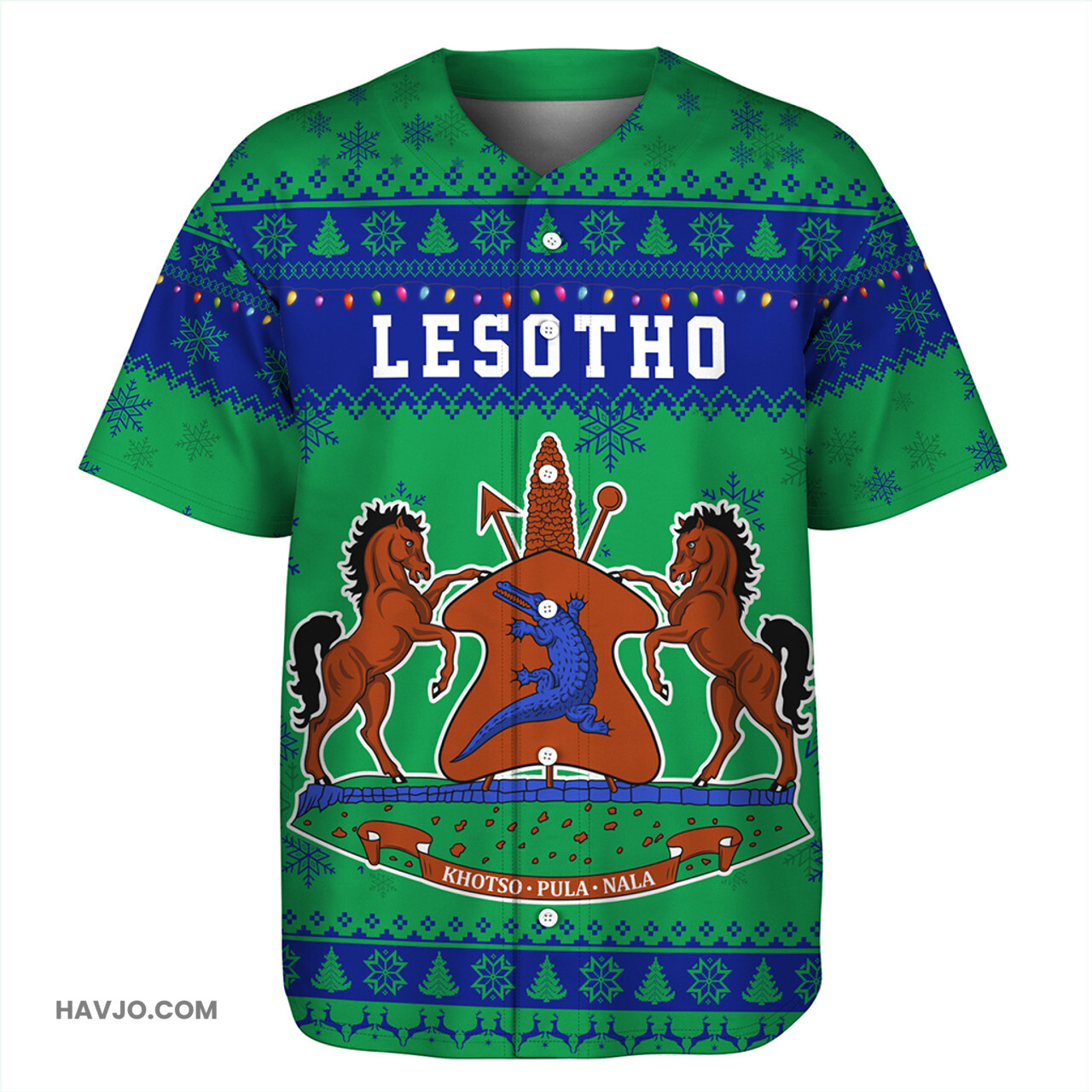 Lesotho Christmas Style Pattern Baseball Jersey