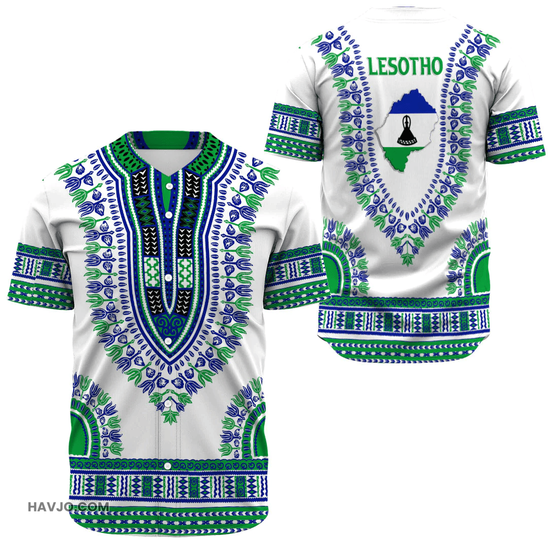 Lesotho Traditional Dashiki Baseball Jersey