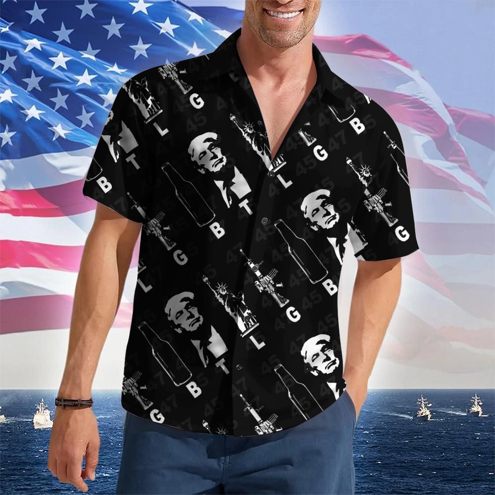 LGBT Trump 2024 Hawaiian Shirt Let's Go Brandon Trump Button Up Shirt Gifts For Husband