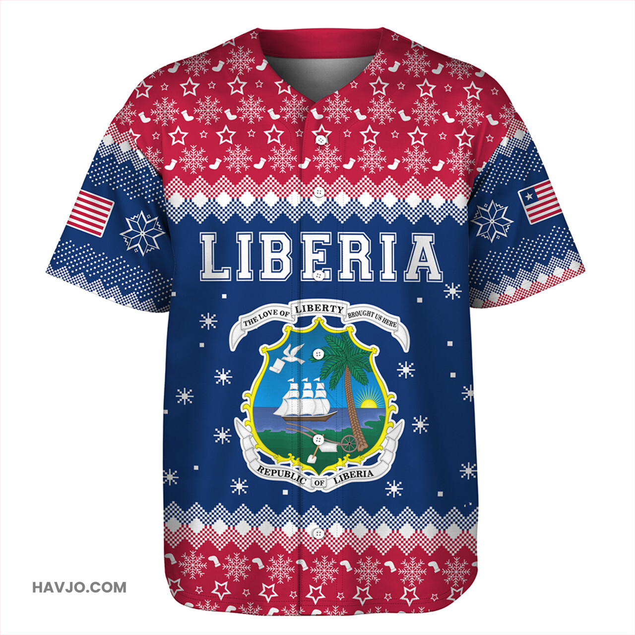 Liberia Christmas Coat of Arms Baseball Jersey