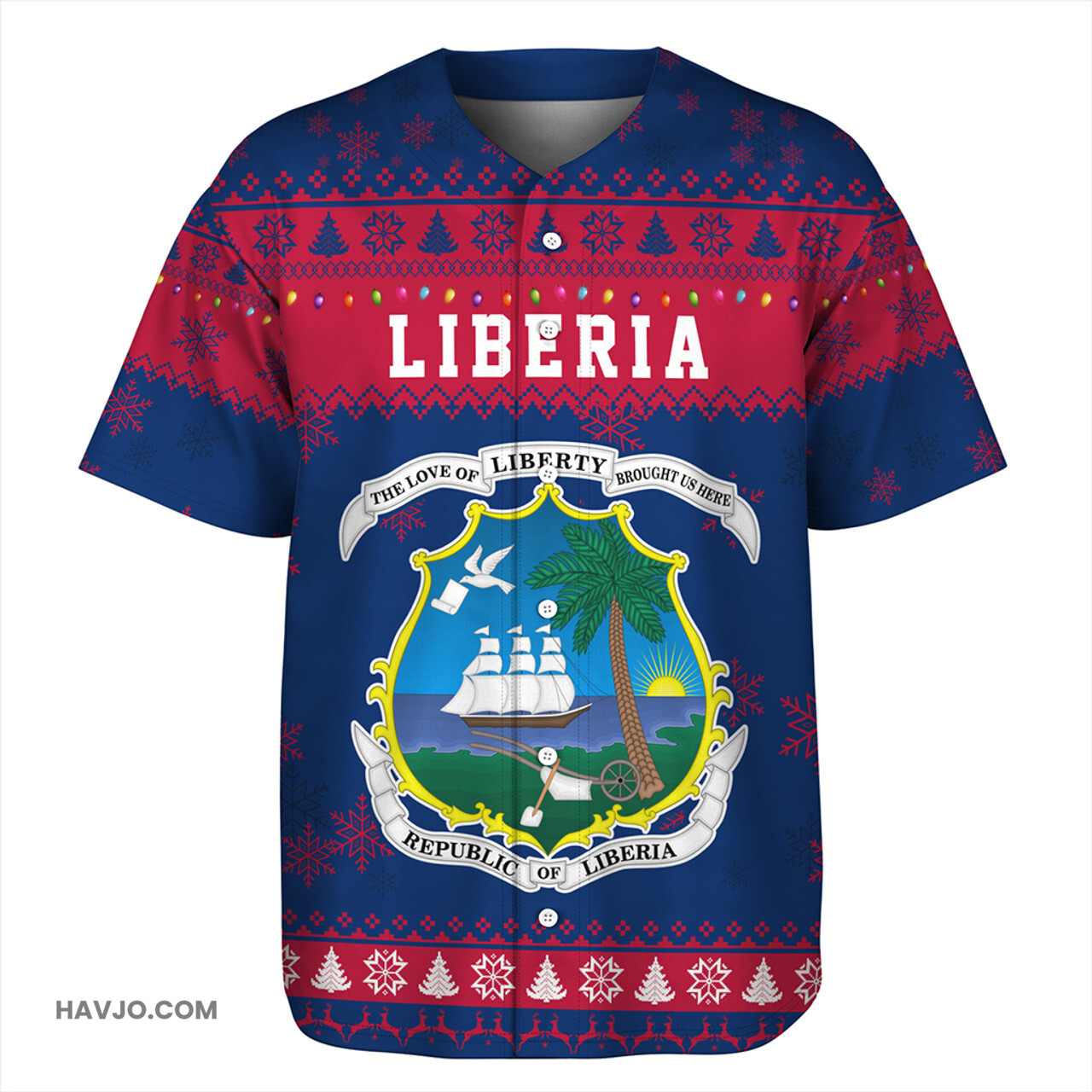 Liberia Christmas Style Pattern Baseball Jersey