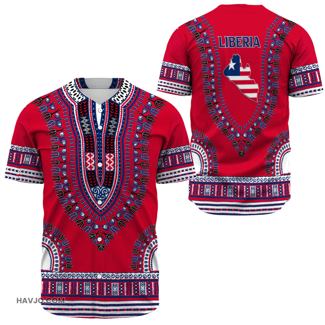 Liberia Traditional Dashiki Baseball Jersey