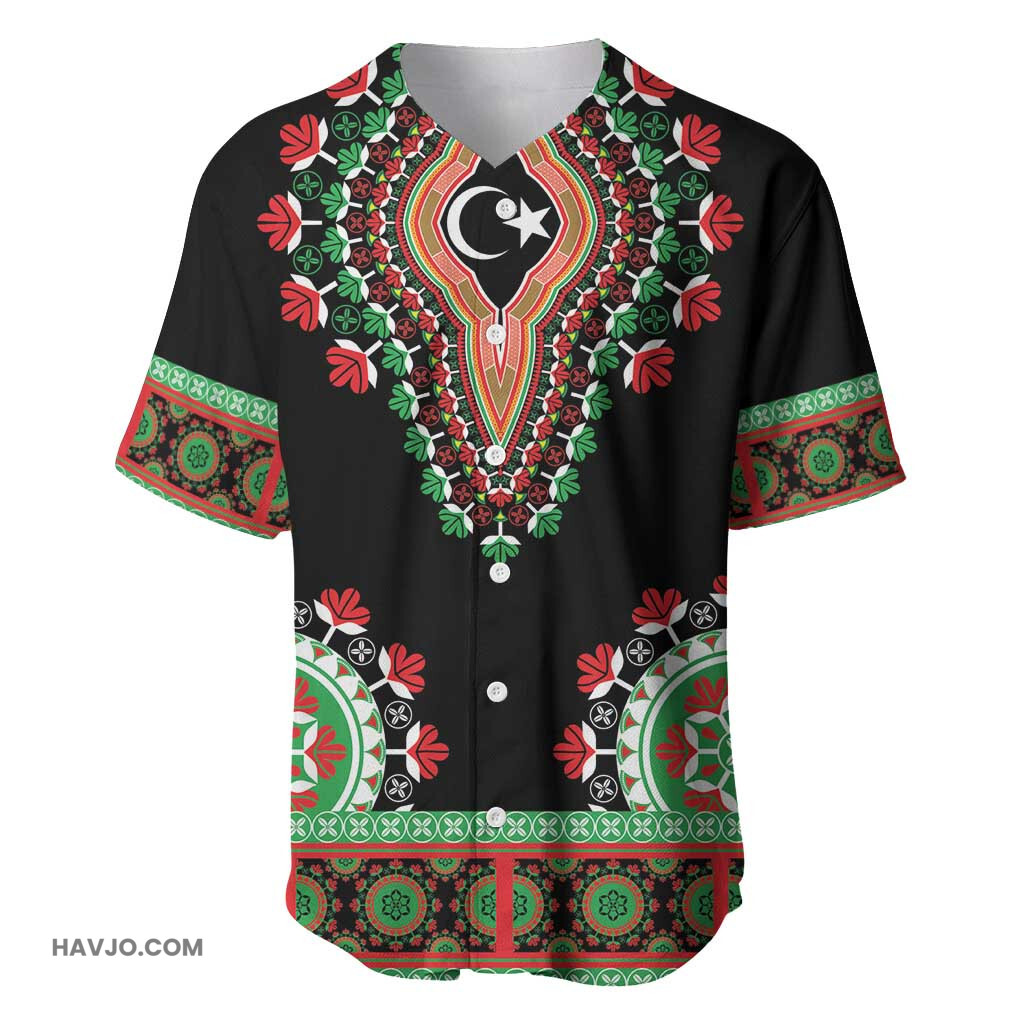Libya Barbary Lion Dashiki Simple Style Baseball Jersey