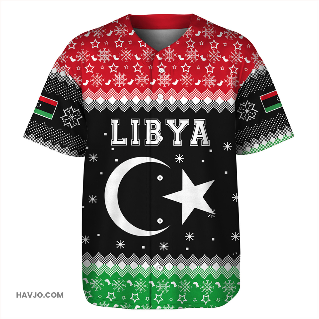 Libya Christmas Coat of Arms Baseball Jersey