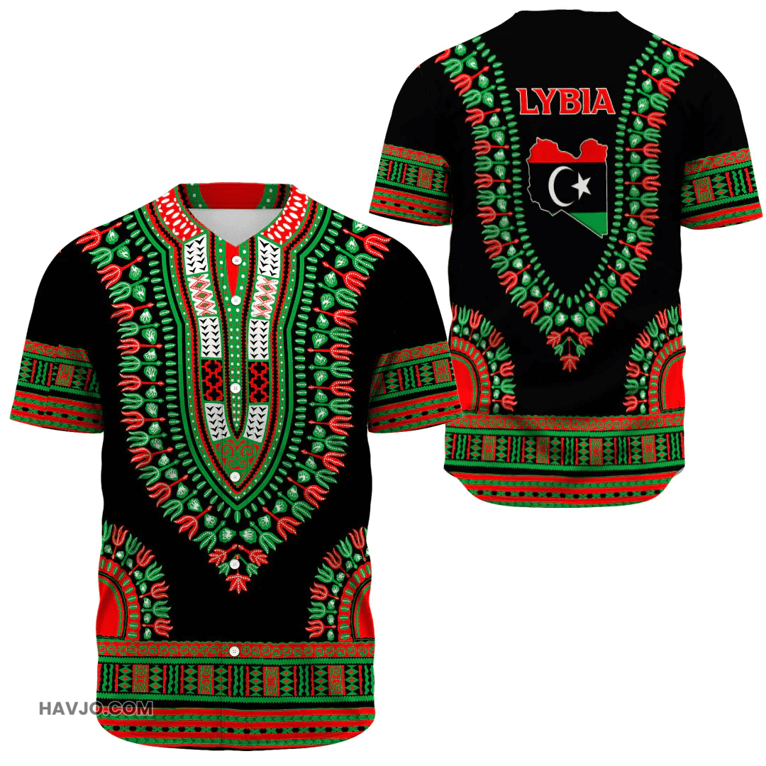 Libya Traditional Dashiki Baseball Jersey
