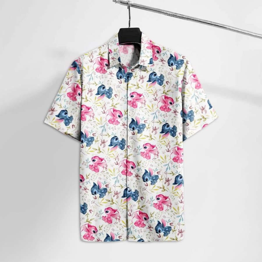 Lilo And Stitch Disney Stitch And Angel Hawaiian Shirt Tropical Aloha Button Up
