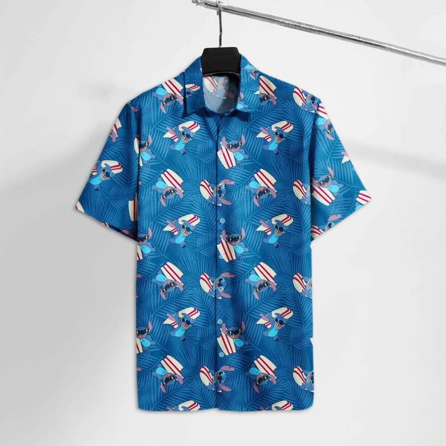 Lilo And Stitch Disney Stitch Surfing Hawaiian Shirt Tropical Aloha Button Up