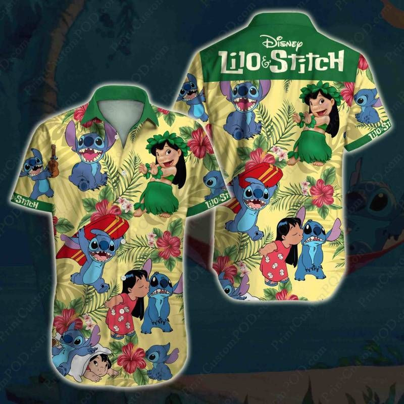 Lilo And Stitch Hawaiian Shirt Tropical Aloha Button Up