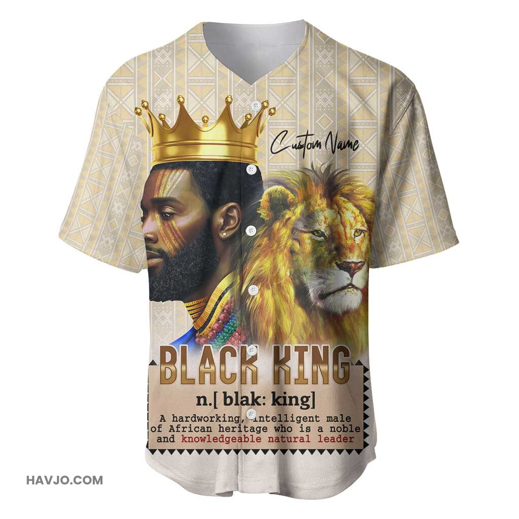 Lion Black King African Heritage Baseball Jersey