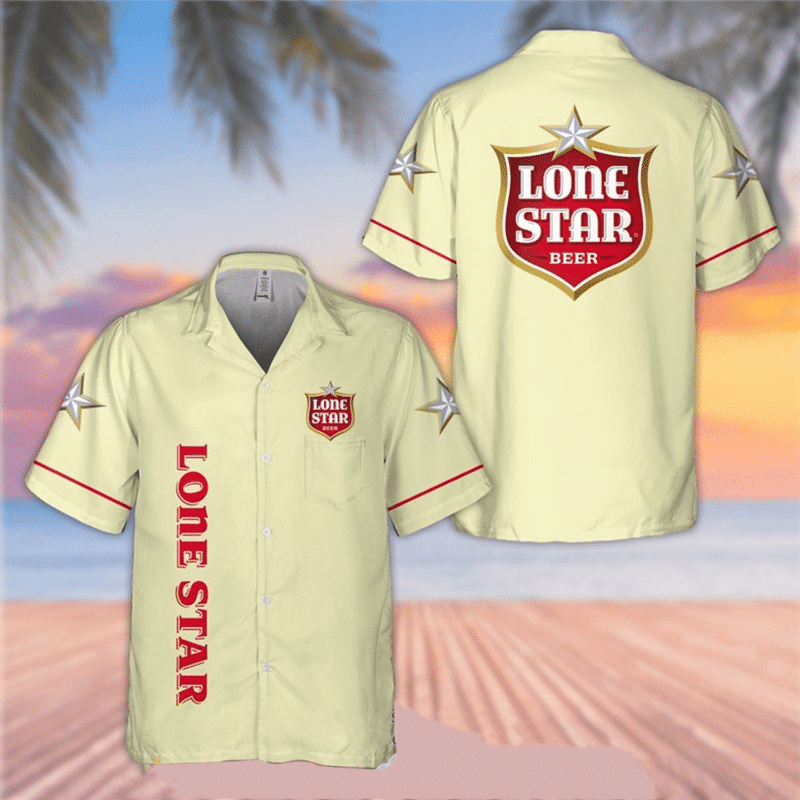 Lone Star Beer Hawaiian Shirt Tropical Aloha Button Up