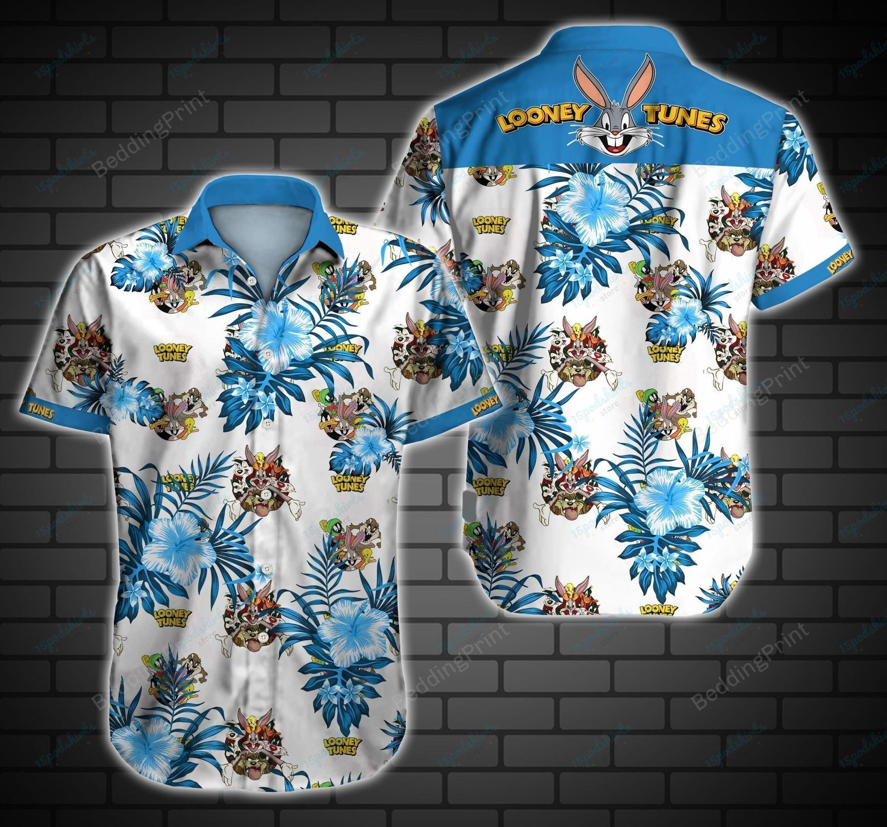 Looney Tunes Hawaiian Shirt Tropical Aloha Button Up