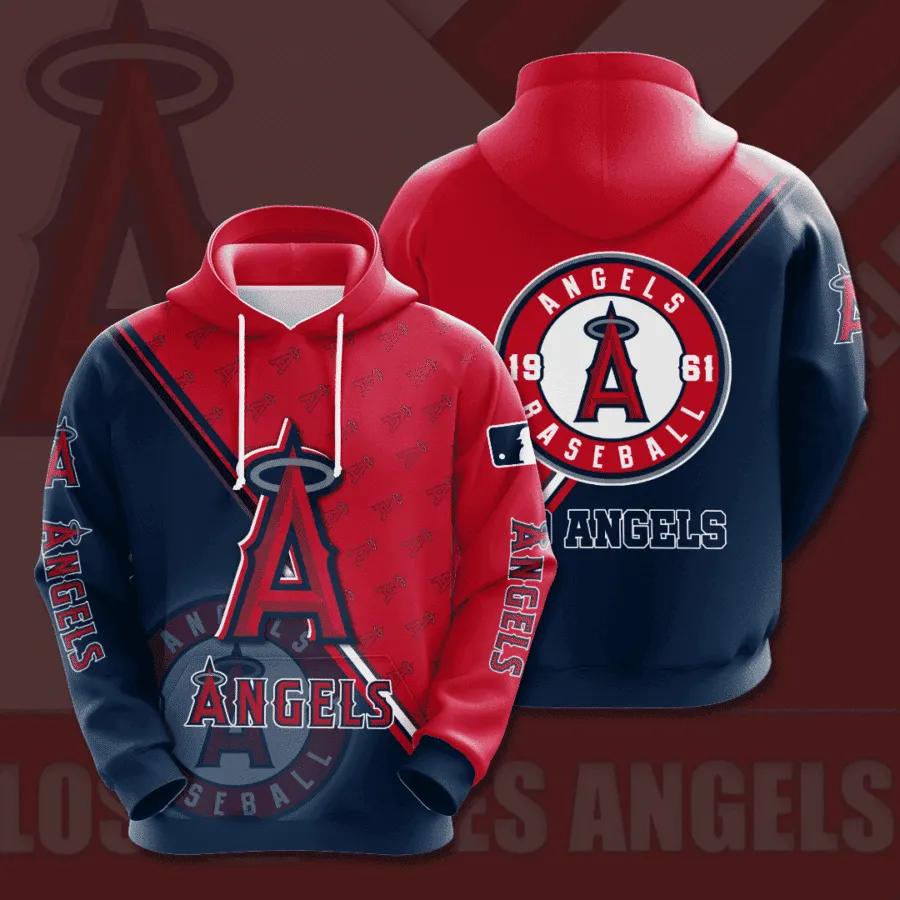 Los Angeles Angels Big Logo 3D MLB All Over Print Hoodie