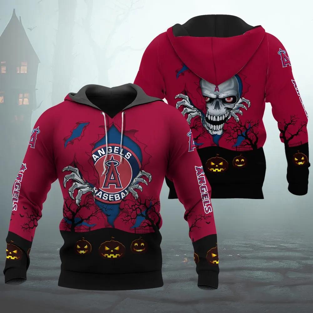 Los Angeles Angels Halloween 3D MLB All Over Print Hoodie
