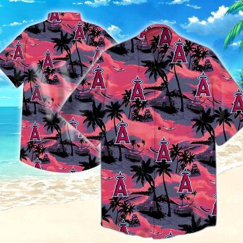 Los Angeles Angels Hawaiian Shirt Tropical Aloha Button Up