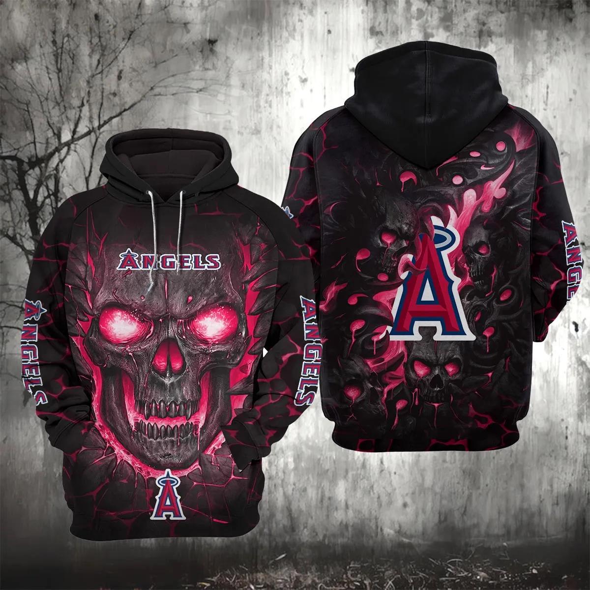Los Angeles Angels Lava Skull 3D MLB All Over Print Hoodie