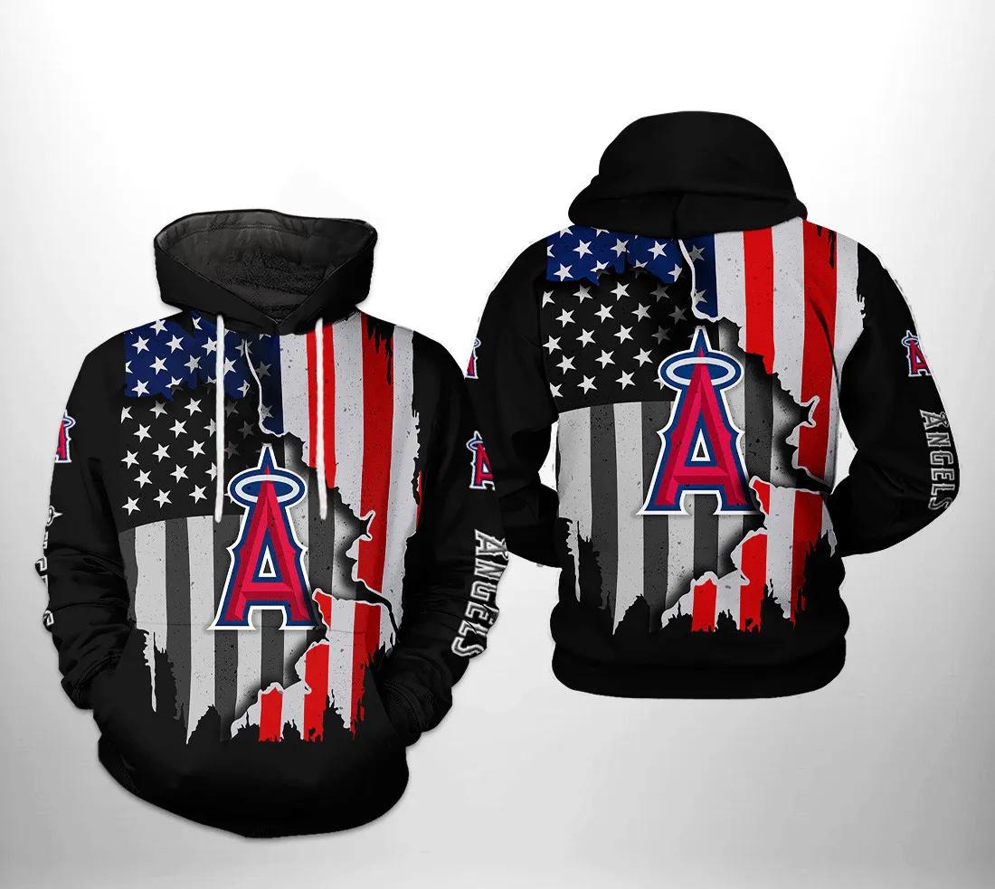 Los Angeles Angels MLB US Flag 3D MLB All Over Print Hoodie