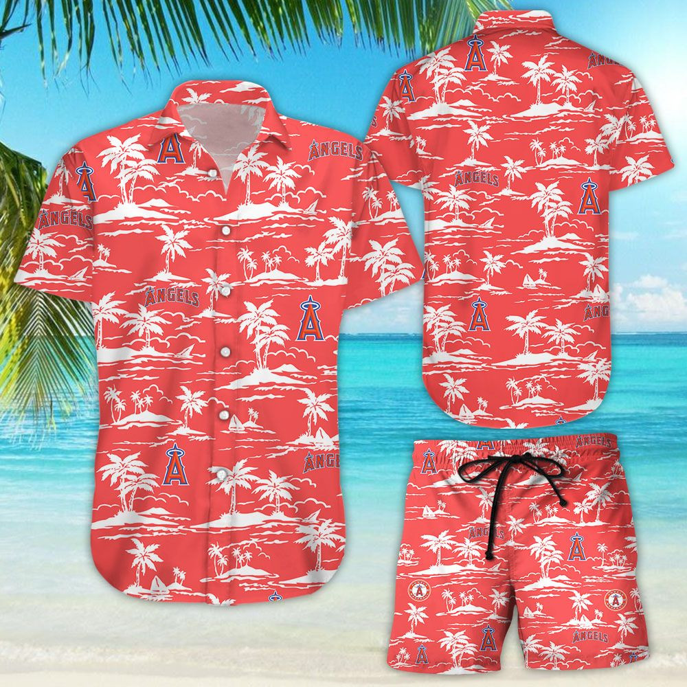 Los Angeles Angels Vintage Hawaiian Shirt Tropical Aloha Button Up