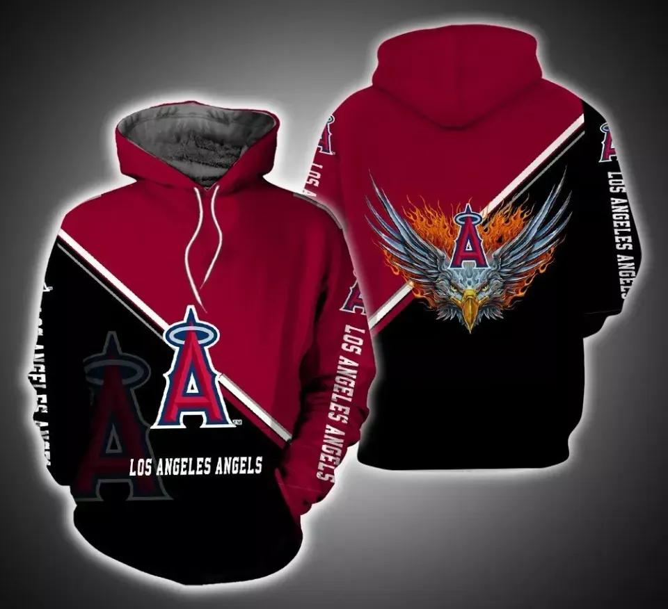Los Angeles Baseball Team Angelss 3D MLB All Over Print Hoodie