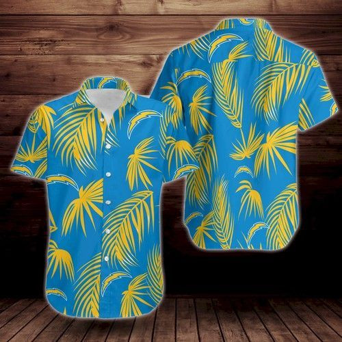 Los Angeles Chargers Flower Hawaiian Shirt Tropical Aloha Button Up