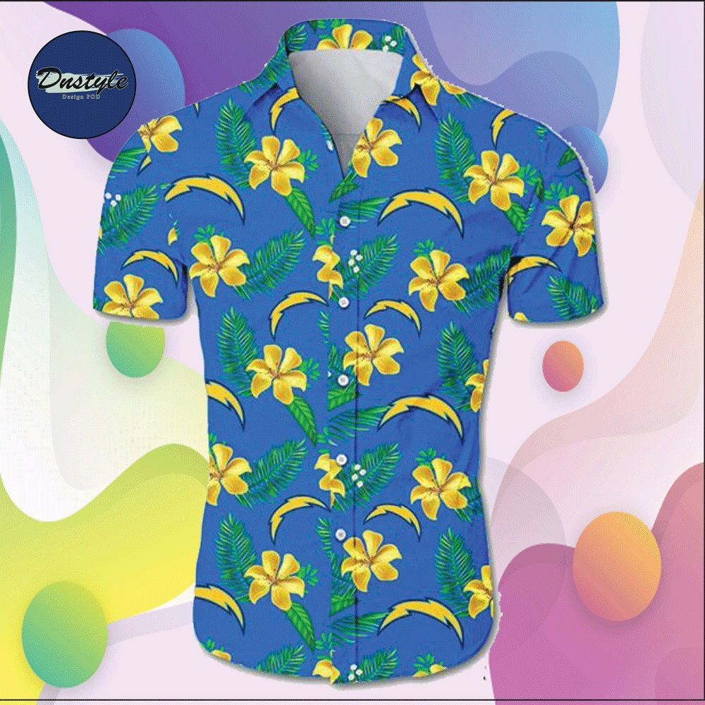 Los Angeles Chargers Hawaiian Shirt Tropical Aloha Button Up