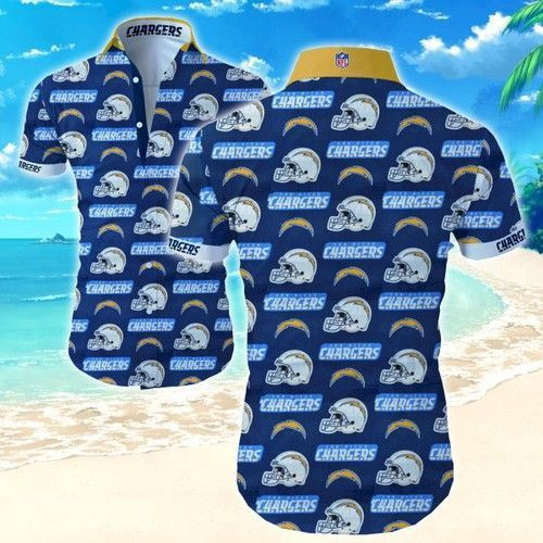 Los Angeles Chargers Hawaiian Shirt Tropical Aloha Button Up