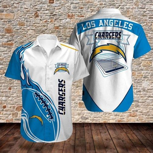 Los Angeles Chargers Hawaiian Shirt Tropical Aloha Button Up