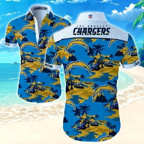 Los Angeles Chargers Hawaiian Shirt Tropical Aloha Button Up