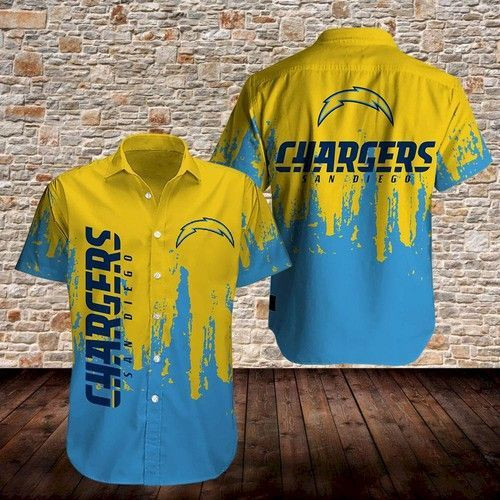 Los Angeles Chargers Hawaiian Shirt Tropical Aloha Button Up