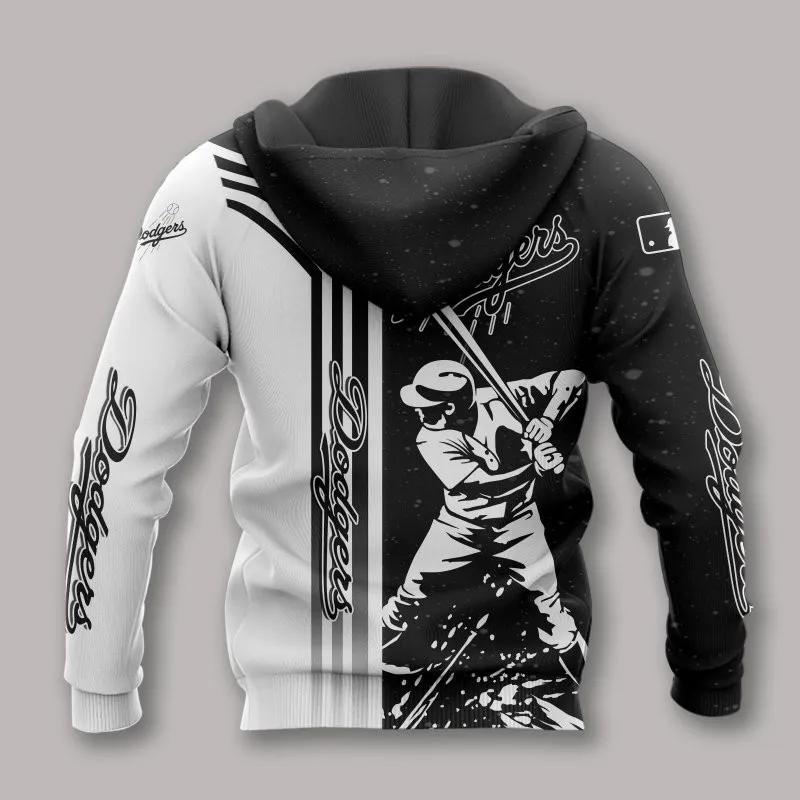 Alternative view of Los Angeles Dodgers Black And White All Over Print 3D MLB All Over Print Hoodie