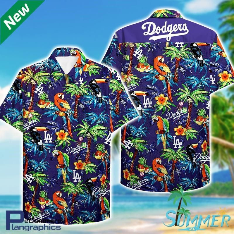 Los Angeles Dodgers Hawaiian Shirt Tropical Aloha Button Up