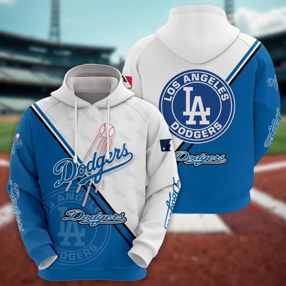 Los Angeles Dodgers Logo 3D MLB All Over Print Hoodie