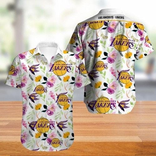 Los Angeles Lakers Hawaiian Shirt Tropical Aloha Button Up