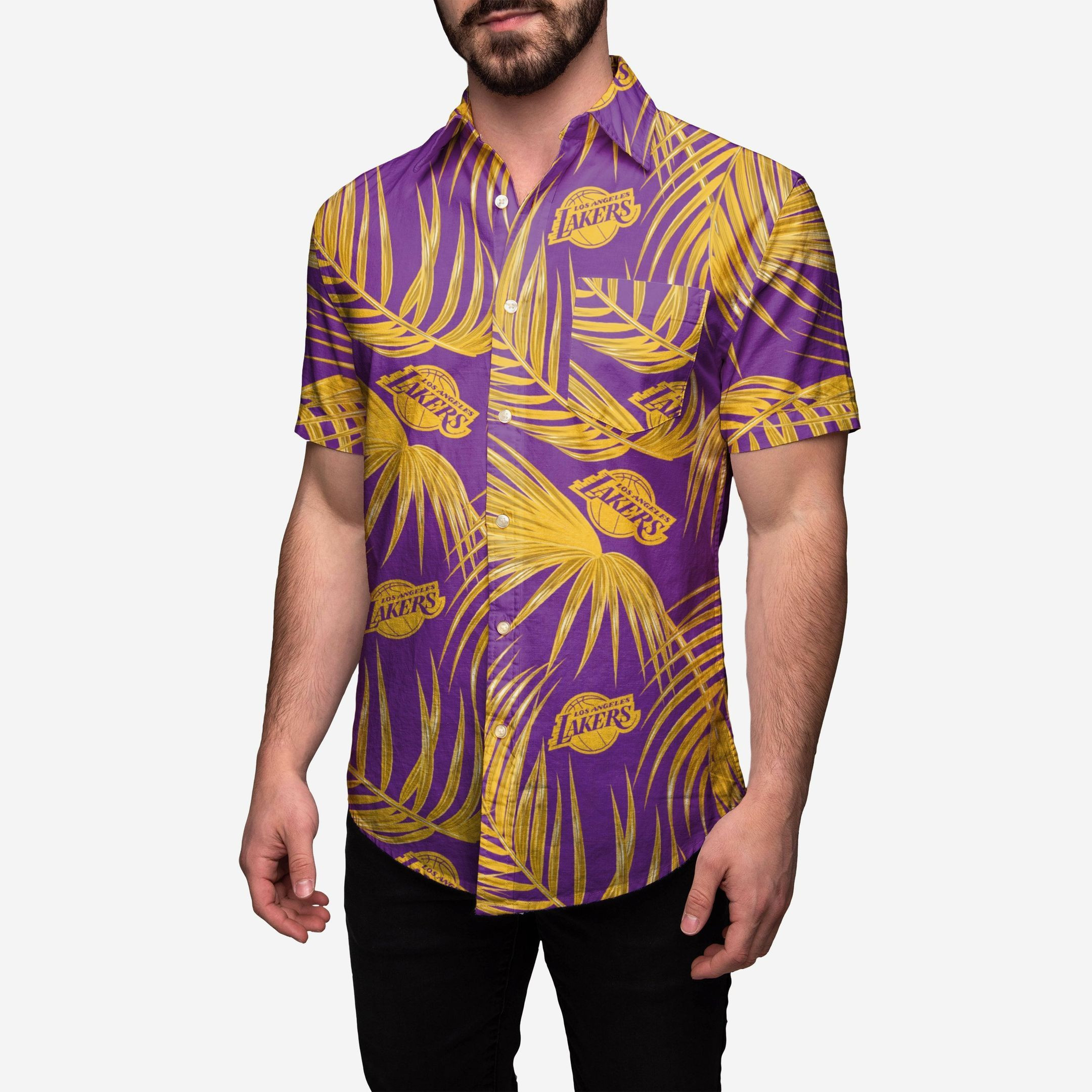 Los Angeles Lakers Hawaiian Shirt Tropical Aloha Button Up