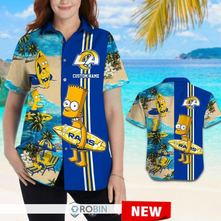 Los Angeles Rams Bart Simpson Hawaiian Shirt Tropical Aloha Button Up
