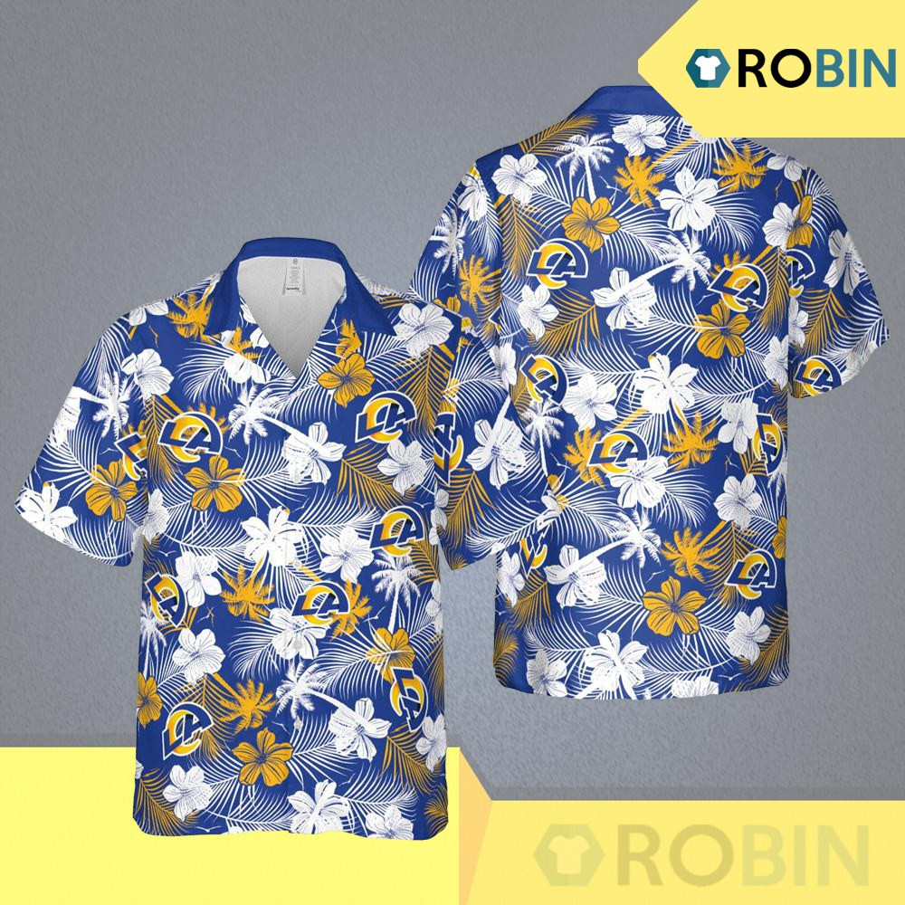 Los Angeles Rams Floral Football Hawaiian Shirt Tropical Aloha Button Up