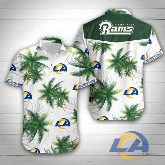 Los Angeles Rams Football Hawaiian Shirt Tropical Aloha Button Up