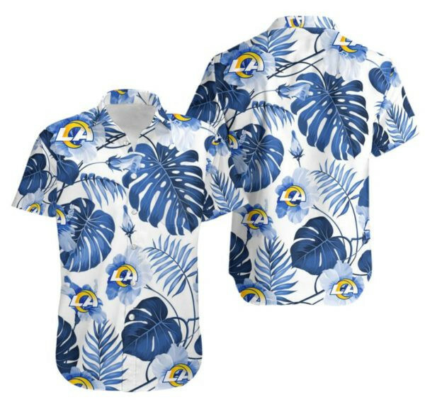 Los Angeles Rams Football Hawaiian Shirt Tropical Aloha Button Up