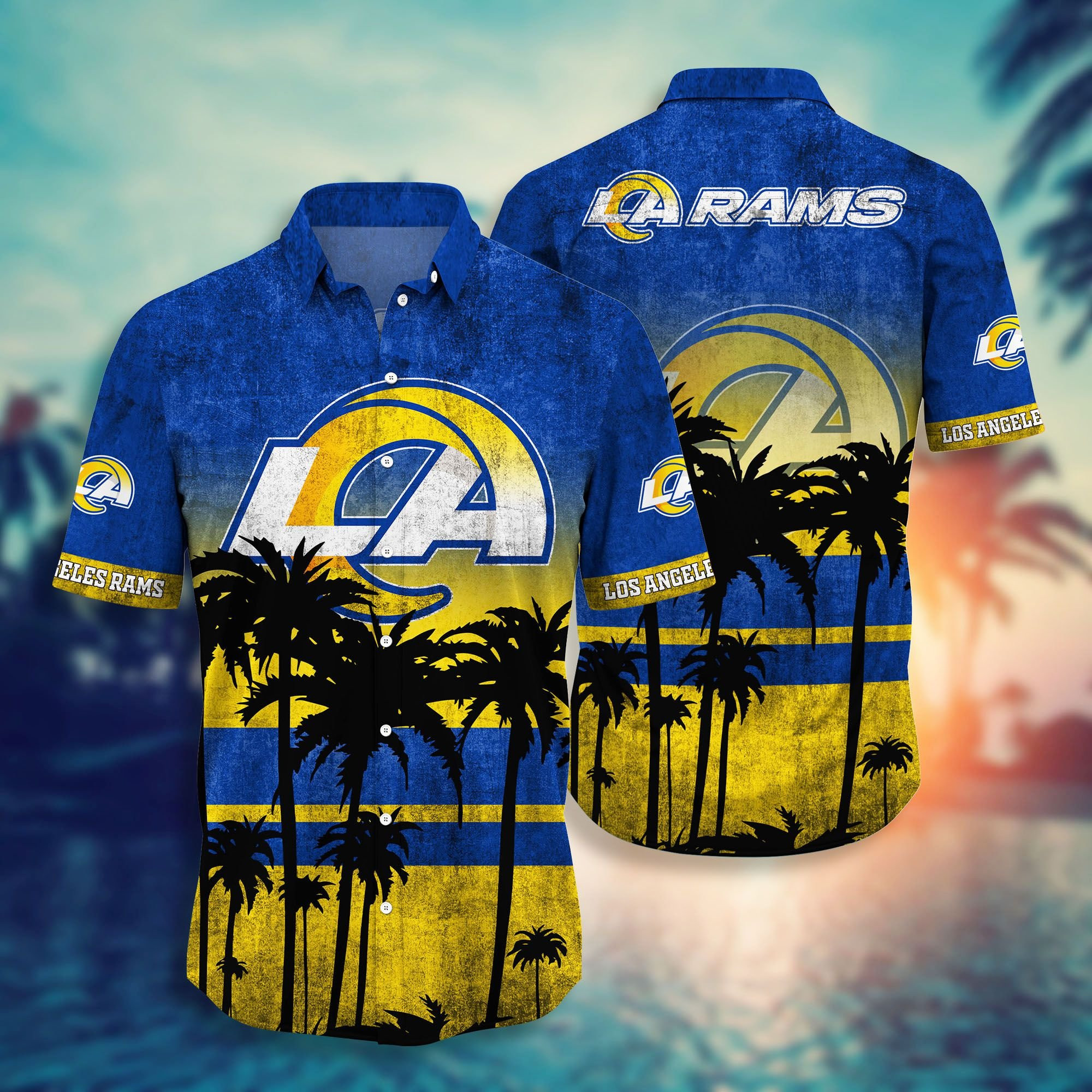 Los Angeles Rams  Hawaiian Shirt Tropical Aloha Button Up