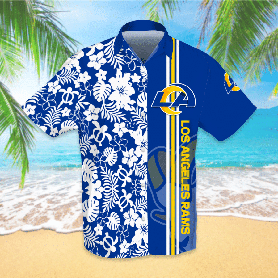 Los Angeles Rams Hawaiian Shirt Tropical Aloha Button Up
