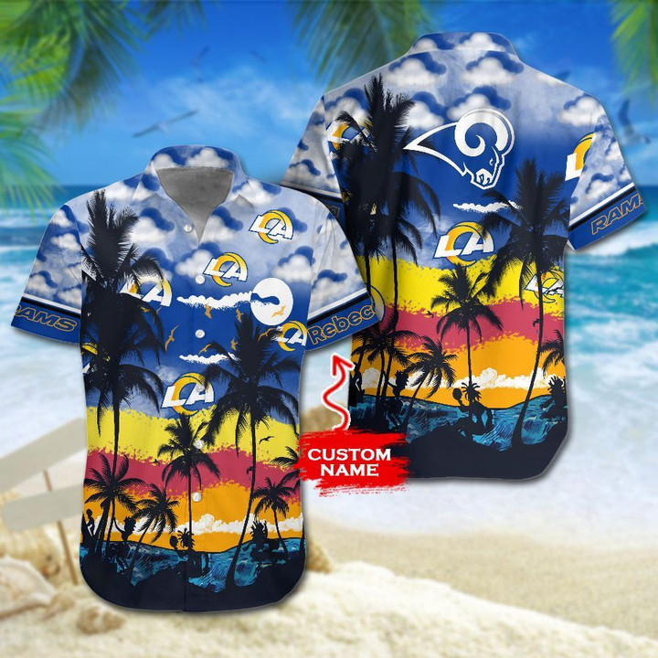 Los Angeles Rams Hawaiian Shirt Tropical Aloha Button Up