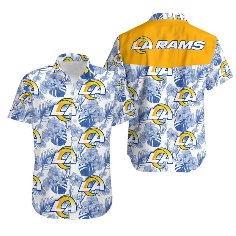 Los Angeles Rams Hawaiian Shirt Tropical Aloha Button Up
