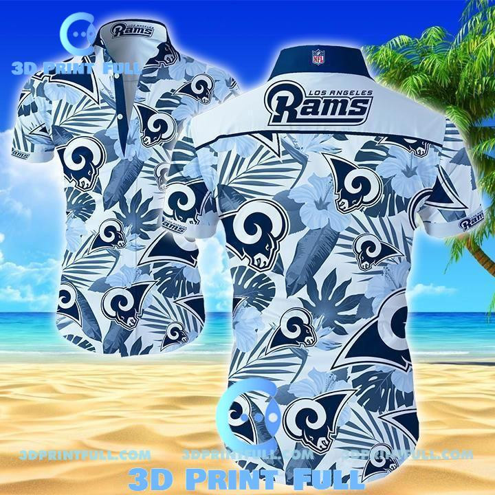Los Angeles Rams Logo  Hawaiian Shirt Tropical Aloha Button Up