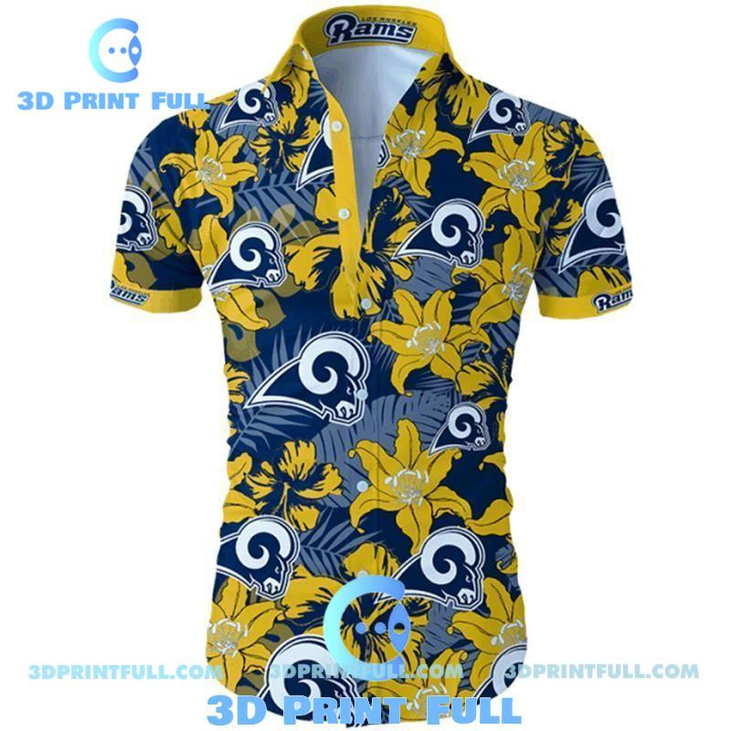 Los Angeles Rams Logo Hawaiian Shirt Tropical Aloha Button Up