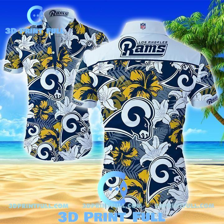 Los Angeles Rams Logo Hawaiian Shirt Tropical Aloha Button Up