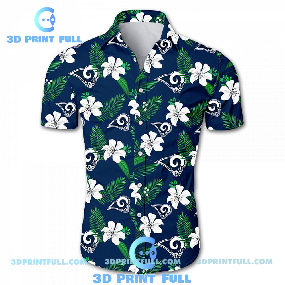 Los Angeles Rams Logo Hawaiian Shirt Tropical Aloha Button Up