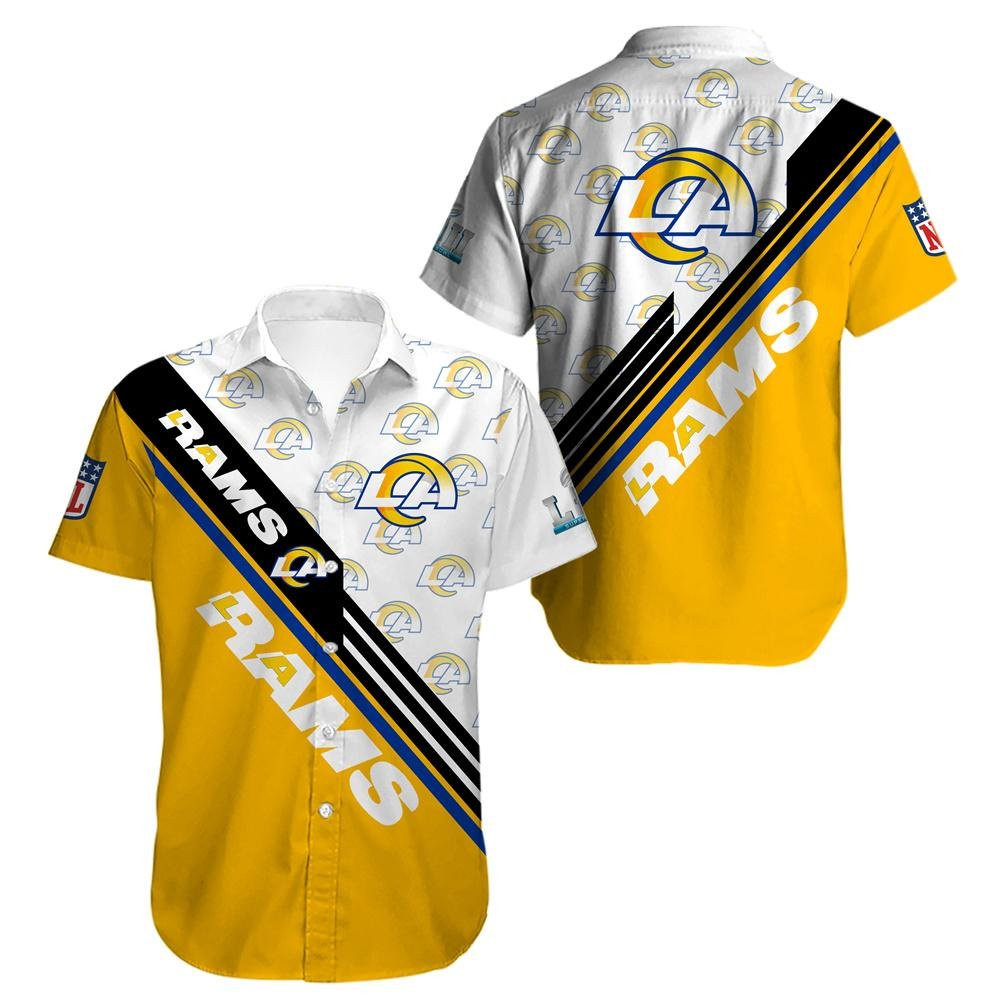 Los Angeles Rams Logo Hawaiian Shirt Tropical Aloha Button Up